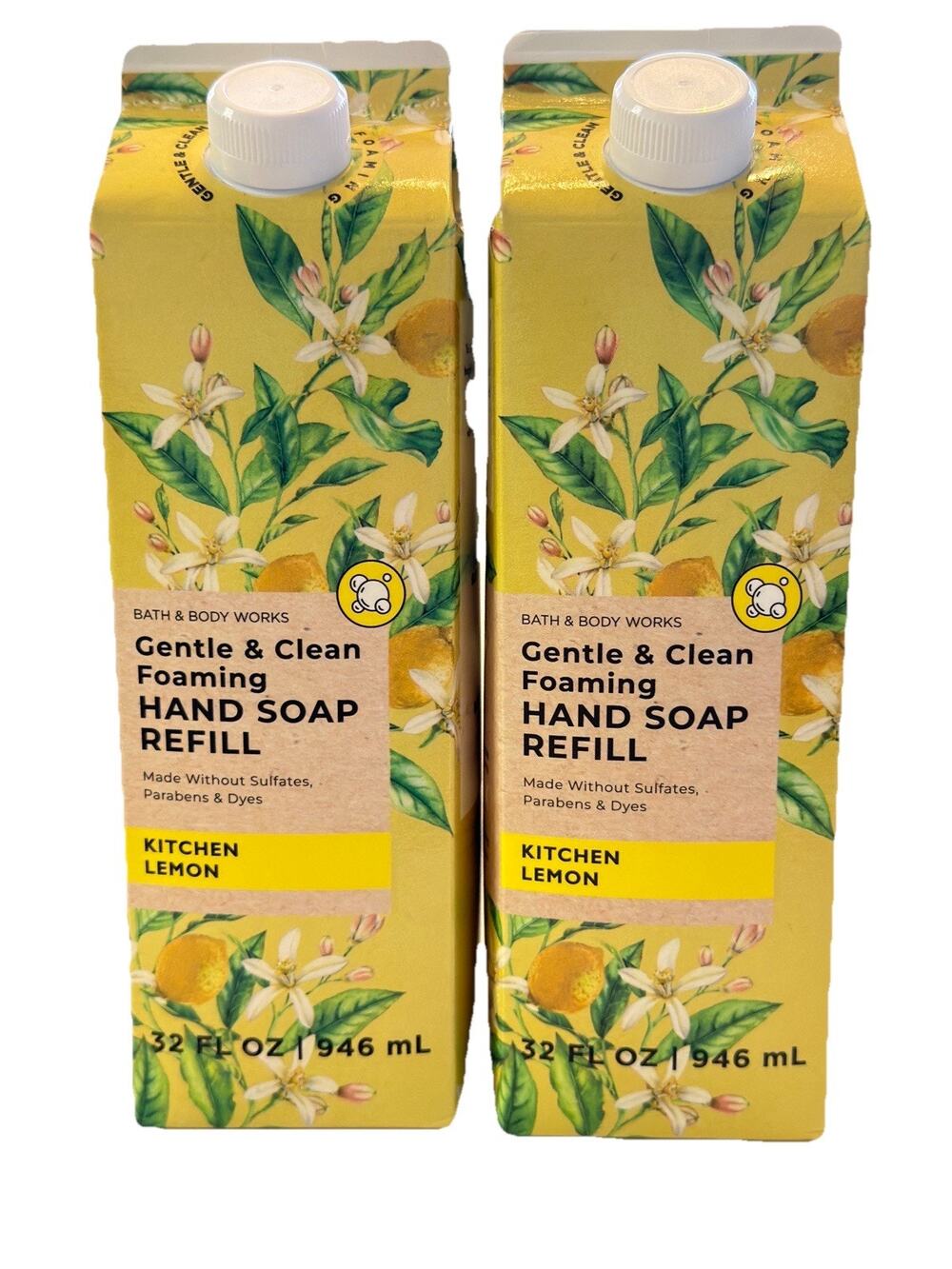 Set Of 2 Bath & Body Works KITCHEN LEMON Foaming Hand Soap REFILL 32 floz